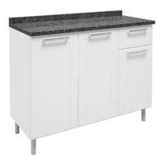 Imagem de Balcão De Cozinha 100% Aço 105cm Com Tampo 3 Portas 1 Gaveta 6112 Múlt