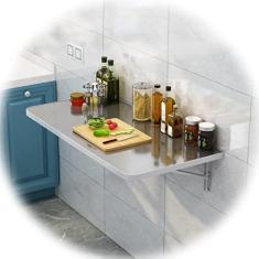 Imagem de Mesa De Computadora Flotante Plegable De Acero Inoxidable Mesa De Pared Mesa De Cocina Mesa Estrecha para Escritorio De Computadora Barra De Cocina (Color : A, Size : 30X120cm)