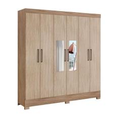 Imagem de Guarda Roupa Casal 6 Portas Com Pés E Espelho Prático Nogal Vanilla To