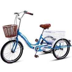Imagem de Triciclo adulto ao ar livre armação de aço de alto carbono bicicletas de 3 rodas 50,8 cm bicicleta de velocidade única com cesta grande para recreação compras piqueniques pedal de exercício ciclismo