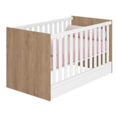 Imagem de Berço Mini Cama Doce Sonho Carvalho com Branco - MoveisAqui