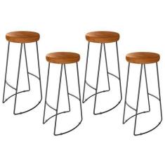 Imagem de Kit 4 Banquetas Altas para Cozinha Estilo Industrial Aura D09 Peroba -