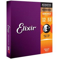 Imagem de Encordoamento Profissional Elixir .012 Light Phosphor Bronze Nanoweb para Violão Aço – 16052