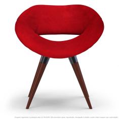 Imagem de Poltrona Beijo  Cadeira Decorativa com Base Fixa de Madeira