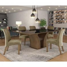 Conjunto Sala de Jantar 6 Cadeiras Kate Siena Moveis