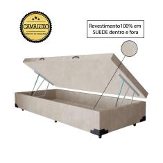 Imagem de Cama Box Baú Luxo Blindado Solteiro AColchoes Suede Bege 41x78x188