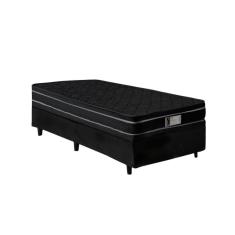 Imagem de Cama Box Baú Solteiro Molas ensacadas D28 Euro Pillow Montreal Preto 88x188x62 - Sofá Casa