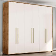 Imagem de Guarda-Roupa Casal Coimbra 6 Portas 6 Gavetas Freijó/Off White - Politorno Móveis
