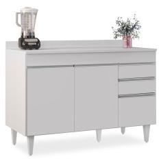 Imagem de Balcão Gabinete Para Pia Com Tampo 120cm Michigan Branco - Lumil