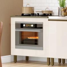 Imagem de Balcão Forno de Embutir com Tampo Cooktop 100% Mdf Aurora Espresso Móveis Duna/Off White