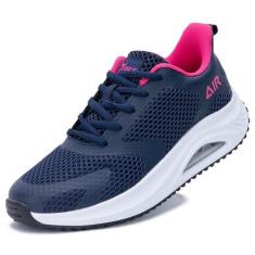 Imagem de BROYON Tênis feminino para caminhada, suporte de arco, ortopédico, confortável, para fascite plantar, alívio da dor, 40-42, Azul-rosa, 40