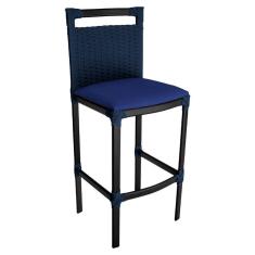 Imagem de Banqueta Alta Vigor Em Alumínio E Corda Náutica Azul Azul