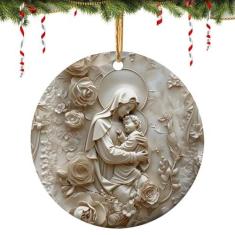 Imagem de Ornamentos cristãos para árvore de Natal, ornamentos católicos - Decorações de Natal católicas com efeito | 4in religioso acrílico decoração de natal pingente batismal decoração de parede de férias