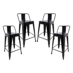 Imagem de Kit 4 Banquetas Tolix Média com Encosto Pretas