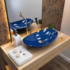 Imagem de Cuba De Apoio L45w Canoa Lux Com Torneira Link E Válvula Click Com Sifão E Flexível Compace  Escuro