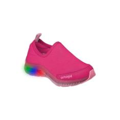 Imagem de Tênis de Led Infantil Feminino Ortopé Dna Light Calce Fácil Pink