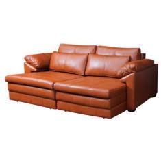 Imagem de Sofá Decorativo Sala de Estar Marselha Retratil  3 Lugares 215cm Couro