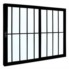 Imagem de Janela 2 folhas 1,00x1,50 com grade no alumínio preto