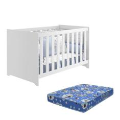 Imagem de Berço Americano 2x1 Mali Branco Brilho Com Colchão Baby Physical - Reller Móveis Branco Brilho