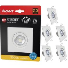 Imagem de Kit 6 Spot Led Embutir 3w Quadrado 3000k  Avant