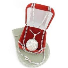 Imagem de Corrente Masculina 60Cm 2Mm São Jorge Folheada Prata Cr842