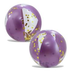 Imagem de POZA Bolas de praia infláveis para piscina - Bolas de praia elegantes com glitter para crianças, adolescentes e adultos, conjunto de 2 bolas de praia infláveis resistentes, bolas de piscina para