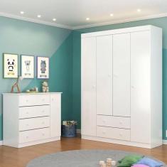 Imagem de Guarda Roupa Infantil 4 Portas Mais Comoda Sapateira Branca - Phoenix
