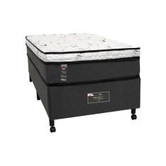 Imagem de Cama Box Solteirão Castor New Alfa One em tecido Poliéster Cinza + Colchão de com Molejo Tecnopedic, Euro Pillow em Malha 24x100x200cm