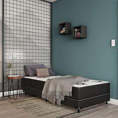 Imagem de Cama Box Solteiro Conjugada Bologna D28 Ortopédico Floral e Preta