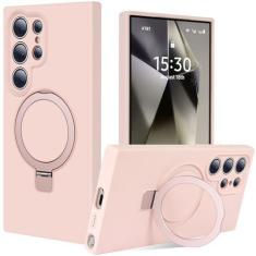 Imagem de Jockvo Capa de telefone com suporte magnético invisível para Samsung Galaxy S24 Ultra de 6,8 polegadas, silicone compatível com proteção total de câmera de grau militar Magsafe, capas de telefone para