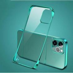 Imagem de Capa de telefone rígida sem moldura para PC revestida para iPhone 11 12 13 14 15Pro Max XSMAX X XR XS 7 8PLUS SE Capa traseira transparente brilhante sem limites, verde, para iPhone 13Pro Max