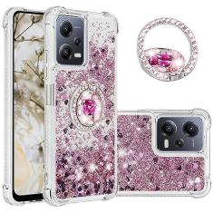 Imagem de Ephoou Capa com glitter para Xiaomi Redmi Note 12 5G para mulheres e meninas, capa líquida de TPU (poliuretano termoplástico) macio com anel de diamante brilhante para Xiaomi Redmi Note 12 5G/Poco X5