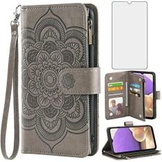 Imagem de Asuwish Compatível com Samsung Galaxy A32 5G 2021 6,5 polegadas capa carteira de vidro temperado protetor de tela flip porta-cartão capa para celular Gaxaly M32 G5 Galaxies A 32 32A S32 SM-A326U A326U