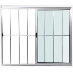 Imagem de Janela 2 folhas 1,00x1,20 com grade no alumínio brilhante