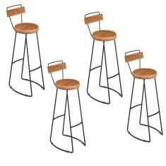 Imagem de Kit 04 Banqueta Alta Escosto Madeira Bancada Cozinha Aurora