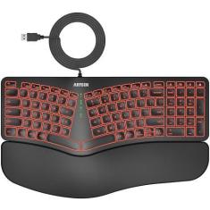 Imagem de Teclado Arteck Ergonômico USB com Fio Retroiluminado 7 cores