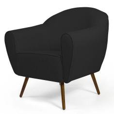 Imagem de Kit 02 Poltronas Decorativas Nina Pés Palito Madeira C-465 Linho Chumbo - Domi