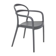 Imagem de Cadeira Plastica Monobloco Com Bracos Sissi Grafite