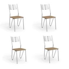 Imagem de Conjunto Com 4 Cadeiras De Cozinha Napoles Cromado E Capuccino