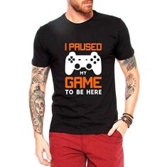 Imagem de Camiseta Masculina Criativa Urbana Nerd Geek Paused My Game 