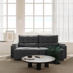 Imagem de Sofá Retrátil Reclinável com Porta Copos e Usb 4 Lugares 250cm Embaúba Extra Cabecasa Madeiramadeira Cinza Diamante