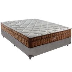 Imagem de Cama Box Cinza e Colchão Anjos Star Pillow In Molas Ensacadas Casal An