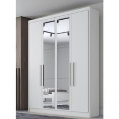 Imagem de Guarda Roupa Solteiro Moderni 4 Portas Com Espelho Branco - Novo Horizonte