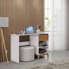 Imagem de Escrivaninha 1 Gaveta Prata 50x110x79 Cm Off White/Freijó