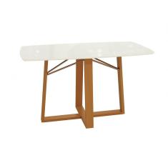 Imagem de Mesa de Jantar Kappesberg em Madeira Maciça com Tampo de Vidro Off White 170cm