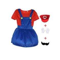 Imagem de Fantasia Feminina Infantil Super Mario Bros Mario / Luigi  - Caramuru 