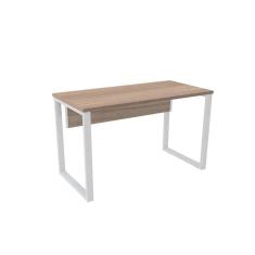 Imagem de Mesa De Escritório Pé Tubular Pe25 Em Mdp 150 X 70 Cm Noce Naturalle E Base Branca