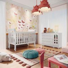 Imagem de Quarto de Bebê Gran Selena Berço 3 em 1 Lila Cômoda Infantil com Porta Branco Carolina Baby