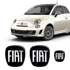 Imagem de 3 Adesivos Emblema Fiat 500  Black