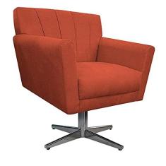Imagem de Poltrona Decorativa Laura Base Giratória de Metal Suede Terracota - Amarena Móveis